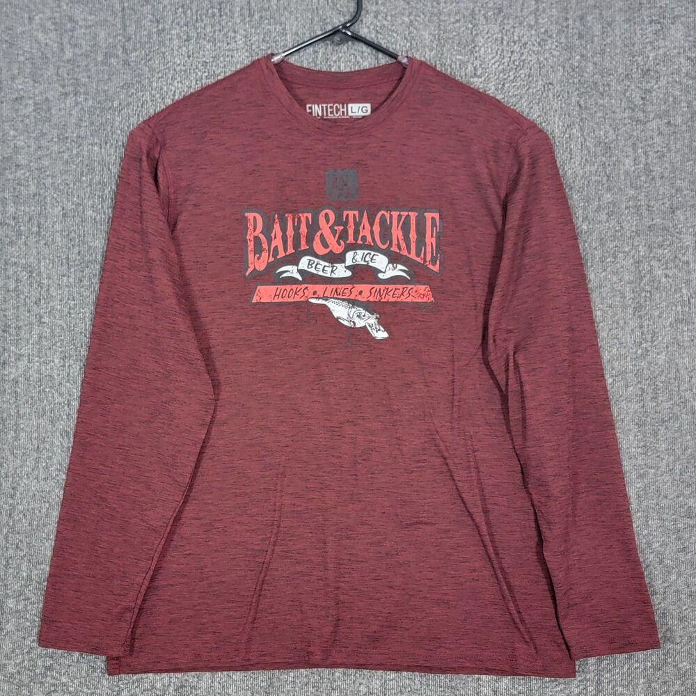 FINTECH Coastal Performance Shirt Mens Large Blood Red Long Sleeve UV Fishing